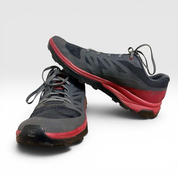 Salomon Trail Running Shoes Mens 10 Gray Red Contagrip Hiking Sneakers main image 6